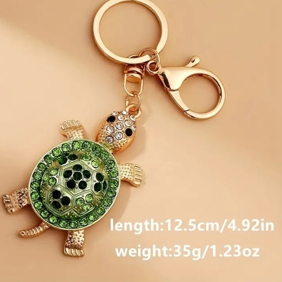 Green Rhinestone Turtle Keychain/Charm - Picture 2 of 4